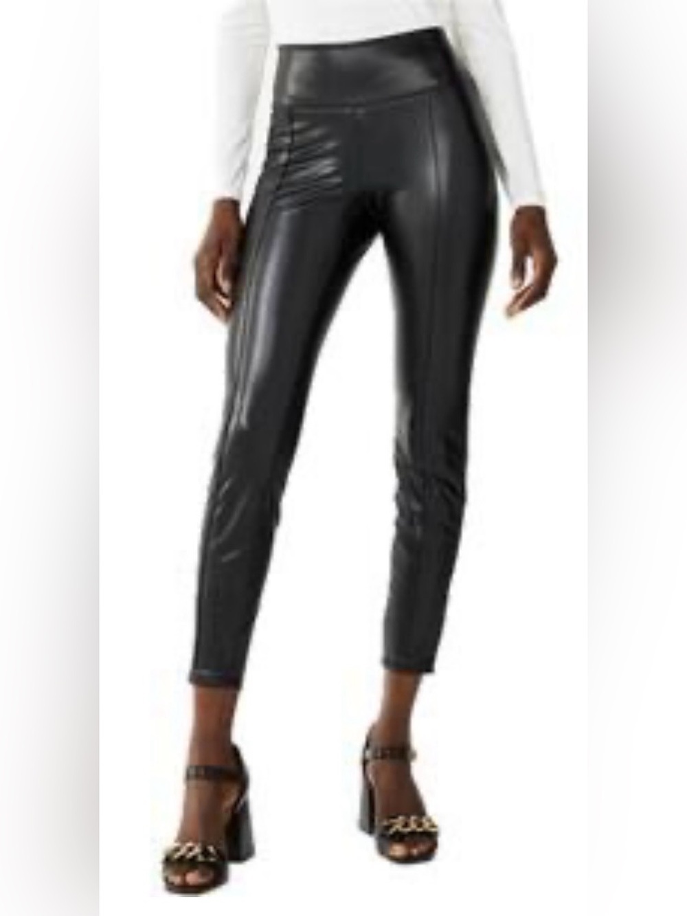 Nine West Black Faux Leather High-Rise Leggings
